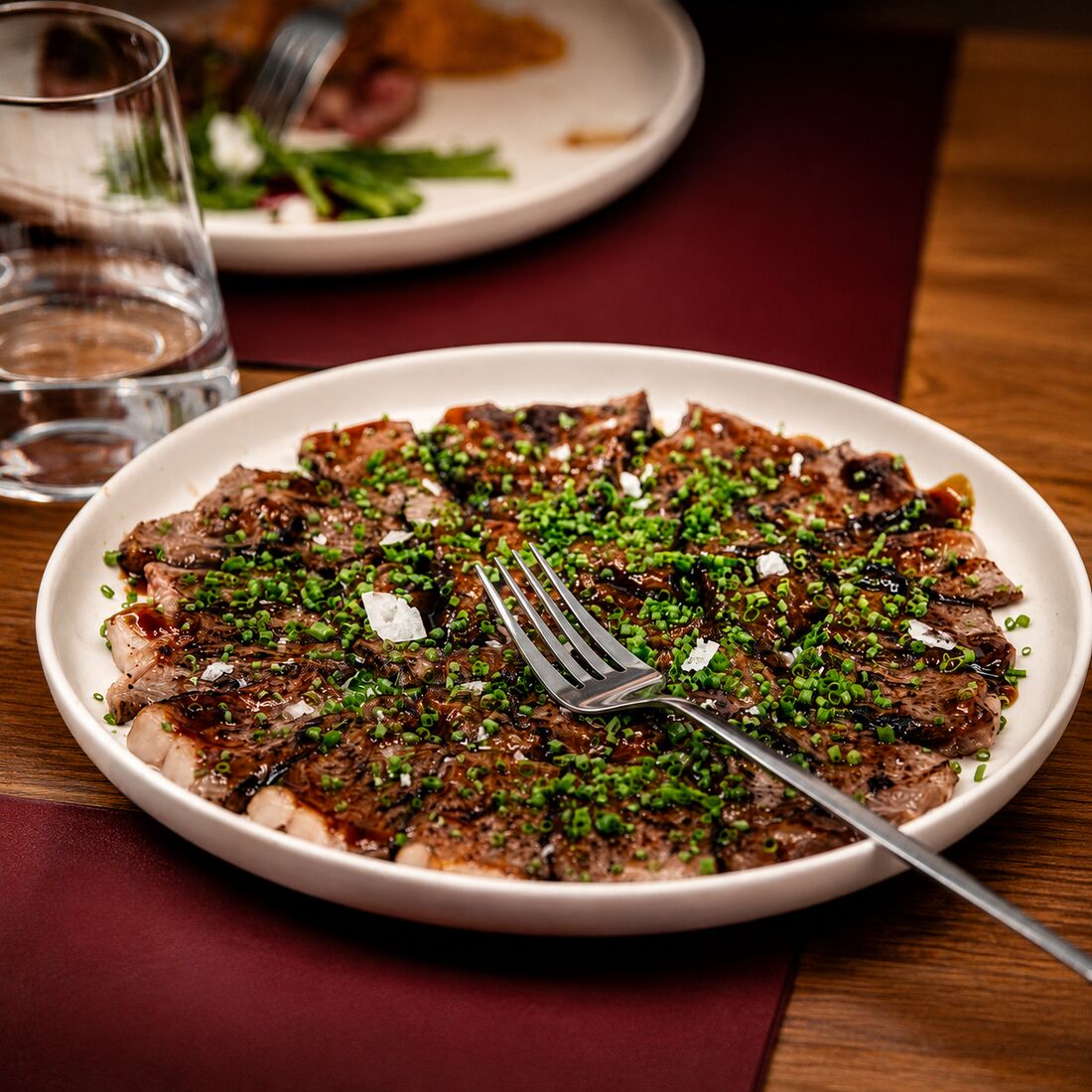 Bœuf mariné, ciboulette
